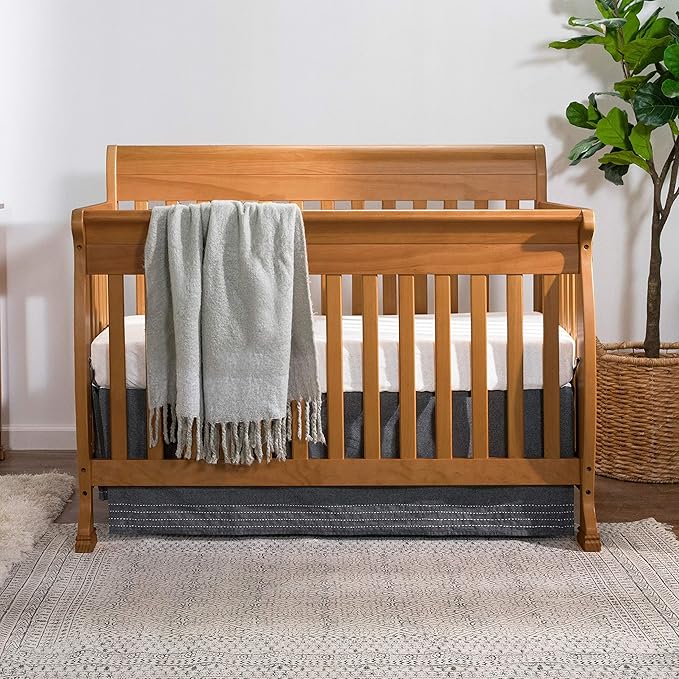 DaVinci Kalani 4-in-1 Convertible Crib in Chestnut, Greenguard Gold Certified - LeafyLoom