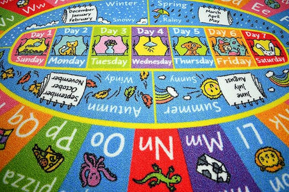 KC Cubs ABC Alphabet, Seasons, Months and Days of The Week Educational Learning & Fun Game Play Area Non Slip Boy & Girl Kids Rug Carpet for Children Bedroom, Toddler Classroom & Baby Playroom Mat - LeafyLoom