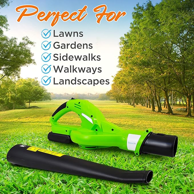 Serenlife Lightweight Cordless Leaf Blower - 18V, 55 MPH Air Speed - Perfect for Decks, Gutter Cleaning, Snow & Small Yards - Rechargeable Battery & Charger Included - Charge Time 4 Hours - Only 5 lbs - LeafyLoom