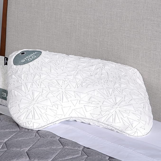 Bedgear Storm Cuddle Curve Performance Pillow - Size 0.0 - Cooling Bed Pillow for Side Sleepers - Medium Firm - Hypoallergenic, Washable and Removable Cover - LeafyLoom