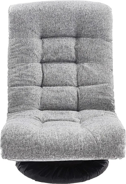 Amazon Basics Swivel Foam Lounge Chair with Headrest, Adjustable, 26.3"D x 23.5"W x 13.7"H, Grey - LeafyLoom