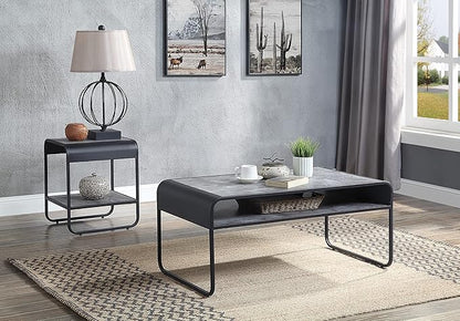 NicBex Coffee Table Wooden Coffee Table with Storage Rectangle Center Tables with Open Shelf and Metal Frame Dining Table for Living Room, Dining Room, Office, and Bedroom,42" W, Gray - LeafyLoom