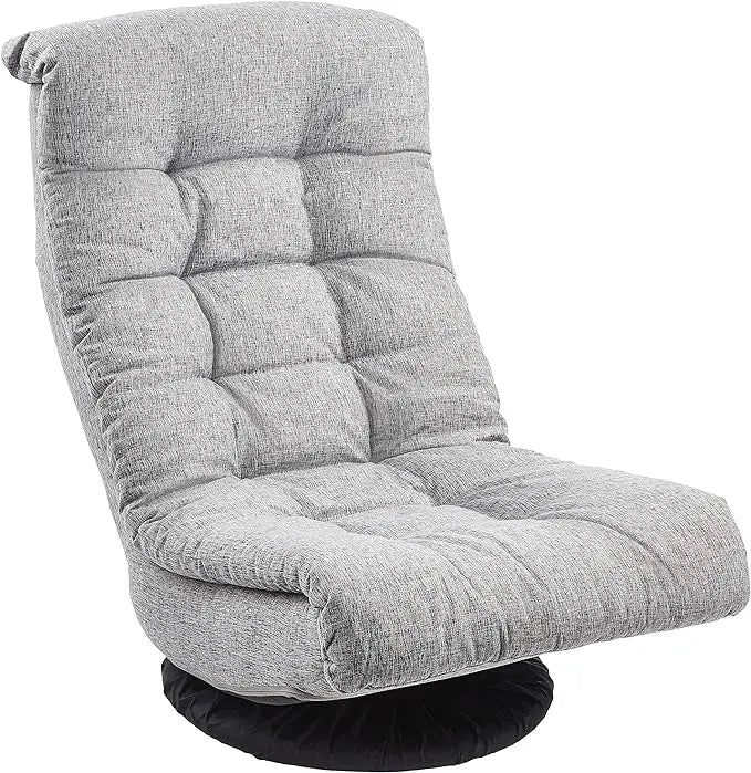 Amazon Basics Swivel Foam Lounge Chair with Headrest, Adjustable, 26.3"D x 23.5"W x 13.7"H, Grey - LeafyLoom