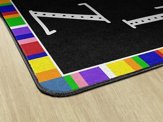 Flagship Carpets Colorful Abc's Multicolor Border Area Rug for Childrens Classroom, at Home Education or Kids Play Room, 7'6" x 12', Rectangle - LeafyLoom