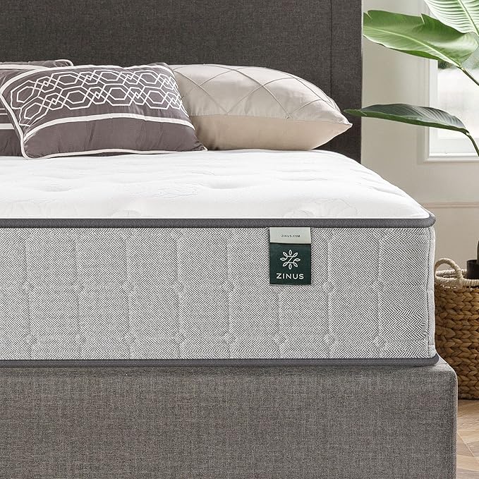 ZINUS 10 Inch Comfort Support Cooling Gel Hybrid Mattress, Queen, Tight Top Innerspring Mattress, Motion Isolating Pocket Springs, Mattress in A Box - LeafyLoom