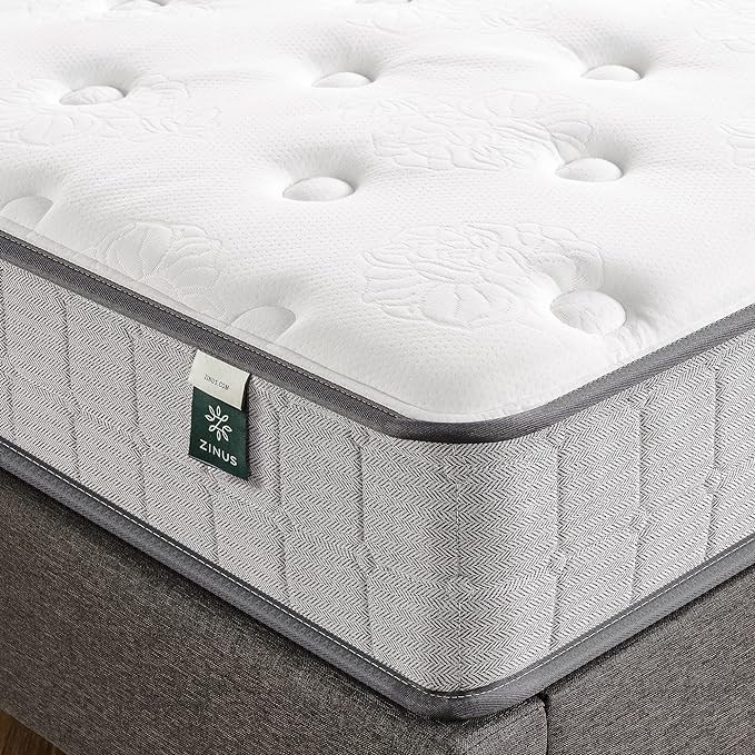 ZINUS 8 Inch Comfort Support Cooling Gel Hybrid Mattress, Queen, Tight Top Innerspring Mattress, Motion Isolating Pocket Springs, Mattress in A Box - LeafyLoom