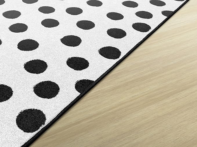 Flagship Carpets Schoolgirl Style Picasso Painted Dots Classroom Area Rug for Indoor Classroom Learning or Kid Bedroom Educational Play Mat, 5'x7'6", White - LeafyLoom