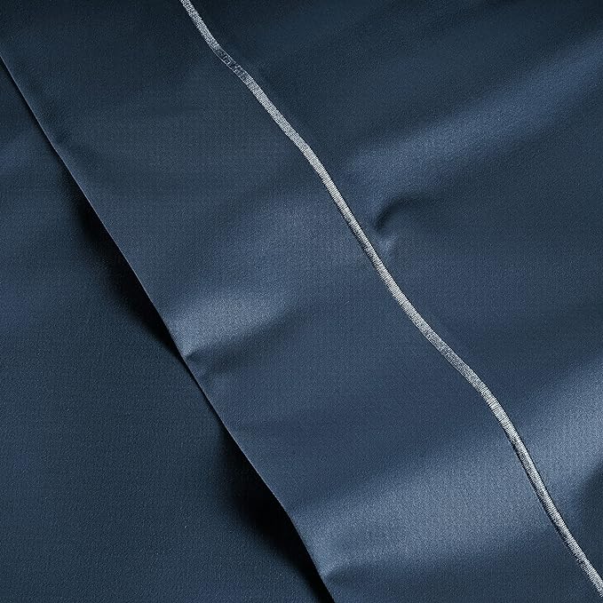 LANE LINEN 100% Egyptian Cotton Bed Sheets - 1000 Thread Count 4-Piece Calking Set Long Staple Bedding Sateen Weave Luxury Hotel Fits Upto 17" Mattress Dark Denim - LeafyLoom