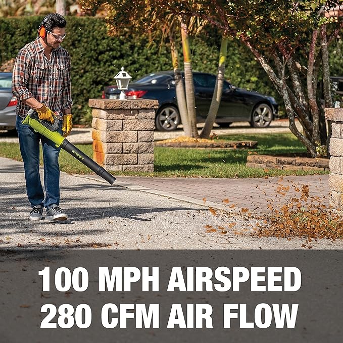 Sun Joe 24V-TB-LTE 24-Volt IONMAX Jet Blower Cordless Compact Turbine Leaf Blower 100-MPH, Kit (w/2.0-Ah Battery + Quick Charger) - LeafyLoom