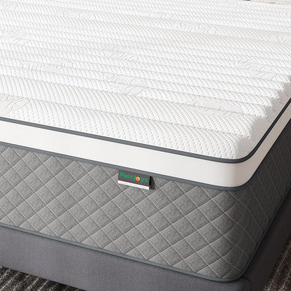 14 Inch Queen Mattress, Cooling-Gel Memory Foam and Pocket Spring Hybrid Mattress, Queen Bed Mattress in a Box, CertiPUR-US Certified, Medium Firm, Queen Size Mattress - LeafyLoom