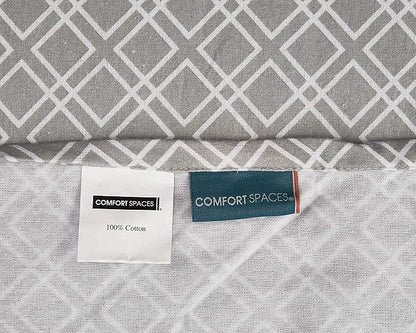 Comfort Spaces Cotton Flannel Breathable Warm Deep Pocket Sheets with Pillow Case Bedding, Cal King, Grey Geo 4 Piece - LeafyLoom