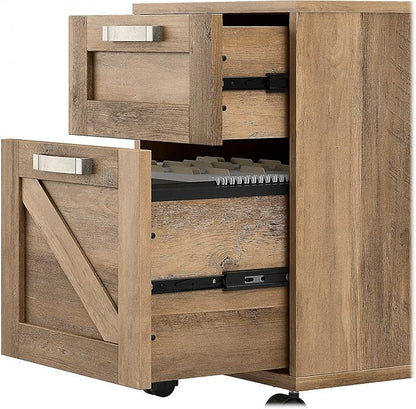 Bush Furniture Knoxville 2 Drawer Mobile File Cabinet, Rolling Document Storage for Home Office, Reclaimed Pine - LeafyLoom