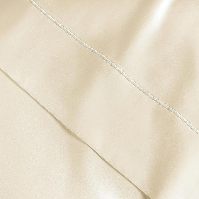 LANE LINEN Luxury 100% Egyptian Cotton Bed Sheets - 1000 Thread Count 4-Piece Ivory Full Set Bedding Sateen Weave Hotel 16" Deep Pocket (Fits Upto 17" Mattress) - LeafyLoom