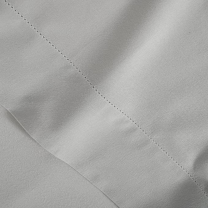 LANE LINEN 100% Egyptian Cotton Bed Sheets - 1000 Thread Count 3-Piece Twin Set Long Staple Bedding Sateen Weave Luxury Hotel Fits Upto 16" Mattress Silver - LeafyLoom